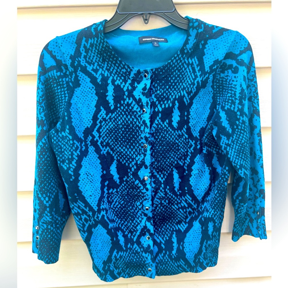 Express Design Studio M Animal Print Python Cardi… - image 1